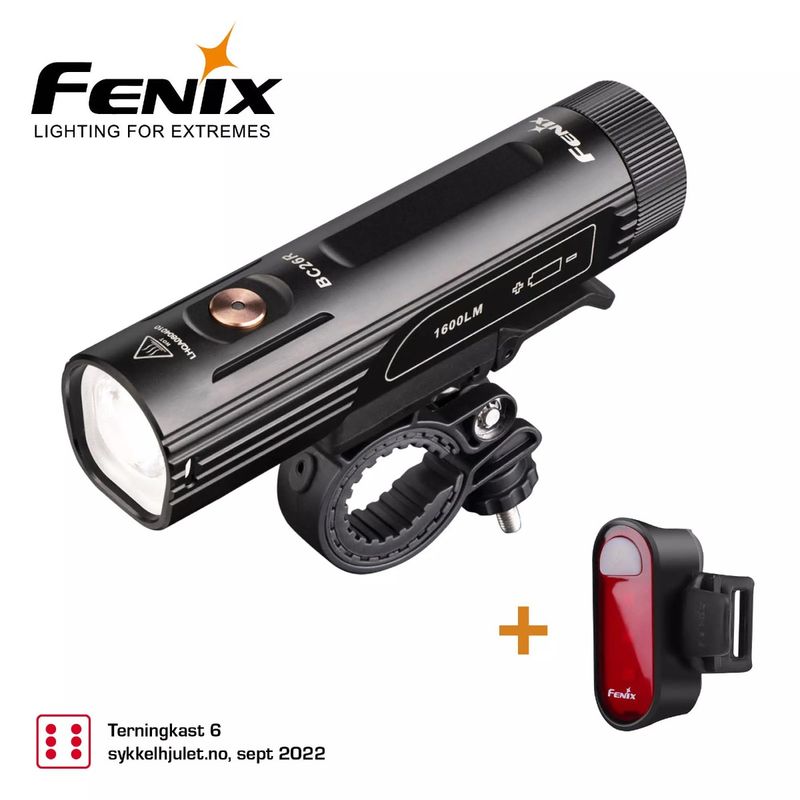 Fenix sykkellykt BC26R og baklykt BC05R
