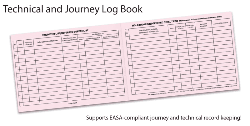 Fartøyjournal (reisedagbok for luftfartøy)/Technical and Journey Log Book